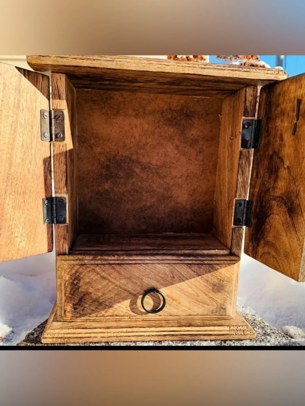 Herbal Witch Chest Box | Pentacle Carved Altar Box Wooden